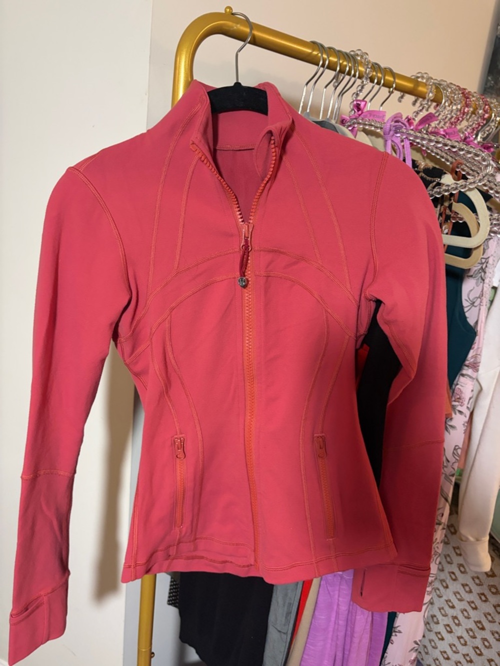 lululemon athletica Coral-Pink Form-Fitting Zip Jacket